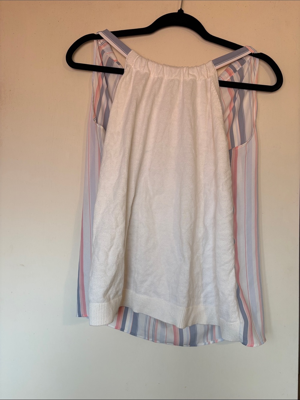 Loft Striped Tank with White Knit Overlay